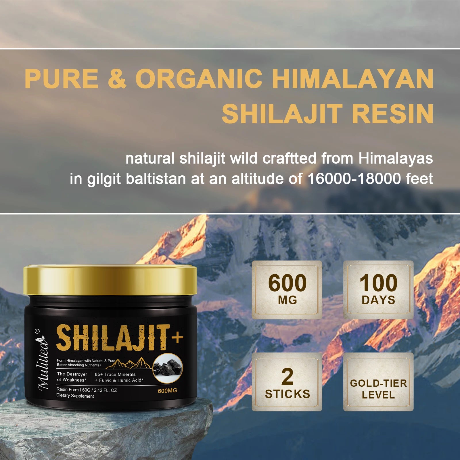 Suplemento Mineral Shilajit Orgánico de Alta Pureza